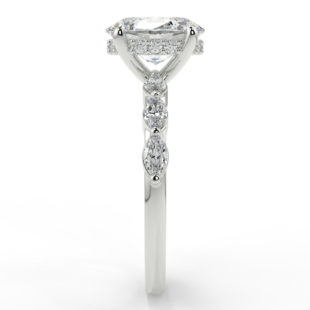 Stunning 2.11 CT Oval Moissanite Engagement Ring with Hidden Halo Halo & Pave Design 7