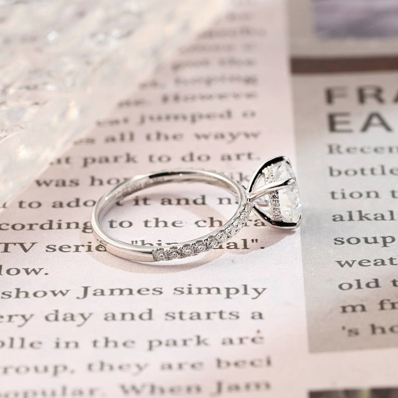 Stunning 1.0 CT Round Moissanite Engagement Ring with Hidden Halo Design 8
