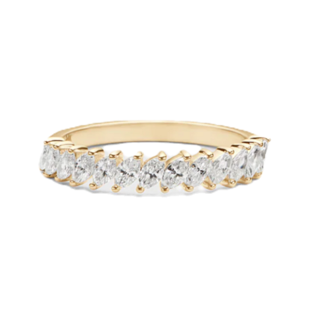 Stunning 0.4 TCW Marquise Moissanite Stones with Half Eternity Wedding Band 1