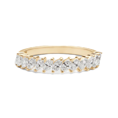 Stunning 0.4 TCW Marquise Moissanite Stones with Half Eternity Wedding Band 1