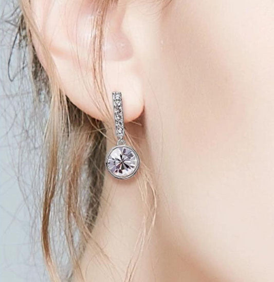 Round Cut Cubic Zirconia in 925 Sterling Silver Earrings 2