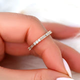 Stunning 0.67 CT Round & Baguette Moissanite Stones Vintage Wedding Band 8