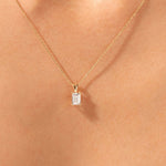 2.0 CT Emerald Moissanite Diamond Solitaire Pendant Necklace in Solid Gold 6