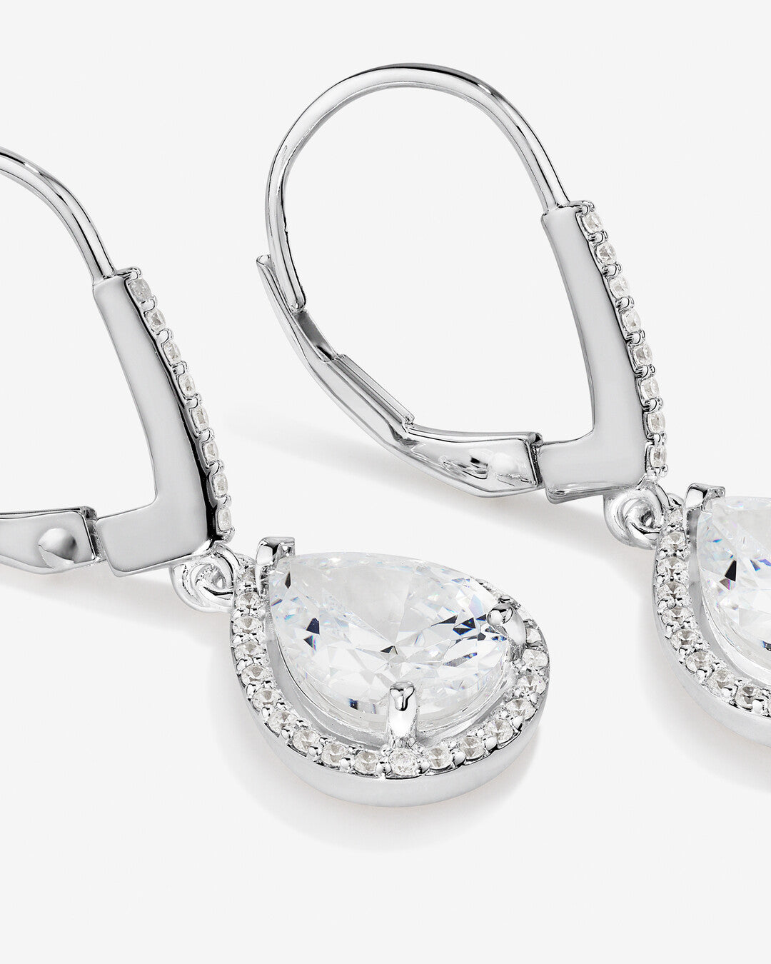 Round Cut Cubic Zirconia in 925 Sterling Silver Earrings 3