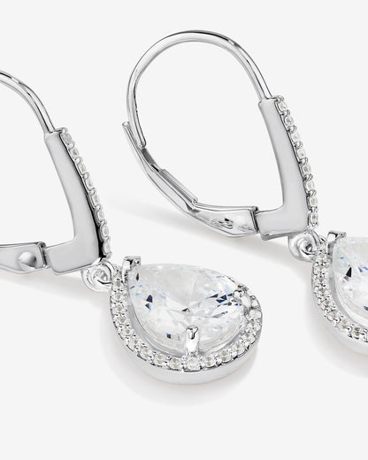 Round Cut Cubic Zirconia in 925 Sterling Silver Earrings 3