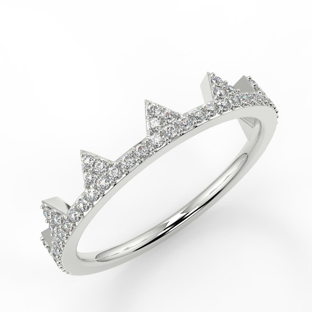 Stunning 0.54 TCW Round Moissanite Stones Crown Wedding Band 5