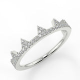 Stunning 0.54 TCW Round Moissanite Stones Crown Wedding Band 5