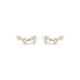 0.40 TCW Round Cut Moissanite Climber Earrings in Gold 6