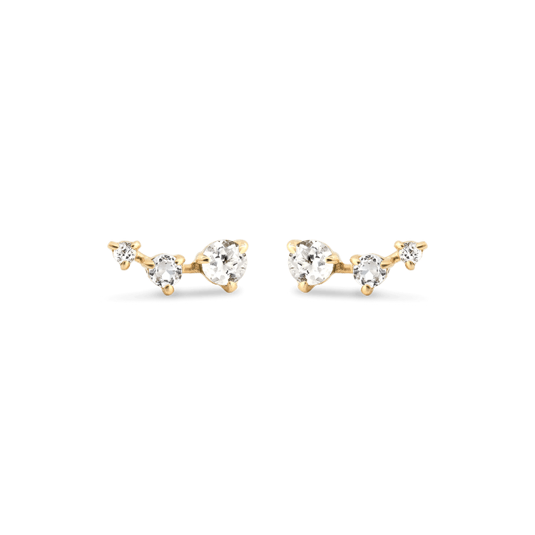 0.40 TCW Round Cut Moissanite Climber Earrings in Gold 6