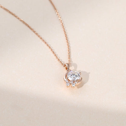 1.10 CT Round Moissanite Diamond Cluster Pendant Necklace in Solid Gold 3