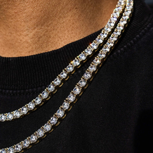 40 CT Round Moissanite Diamond Tennis Silver Necklace For Him 2