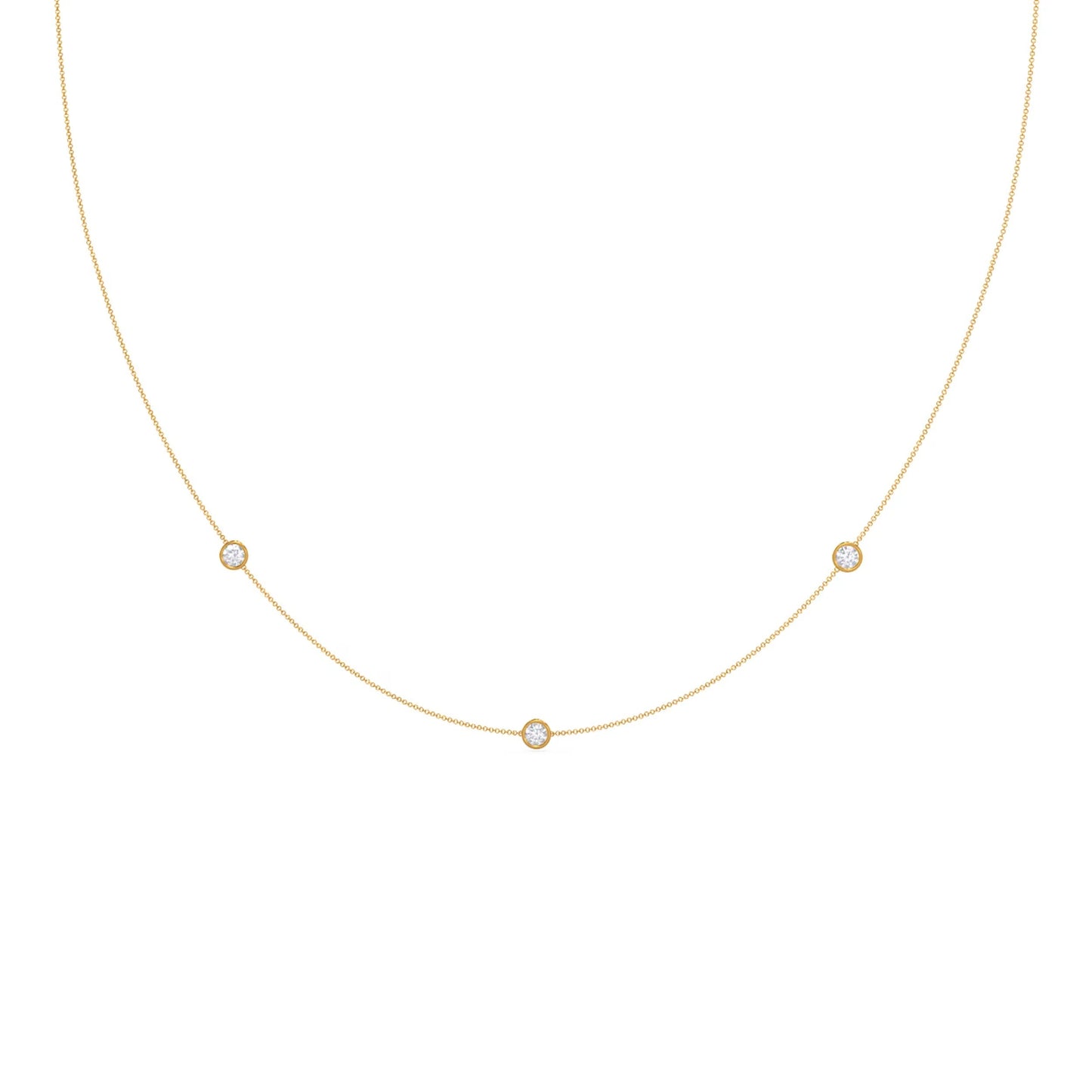 0.30 TCW Round Moissanite Diamond Floating Diamond Bezel Necklace in Solid Gold 4