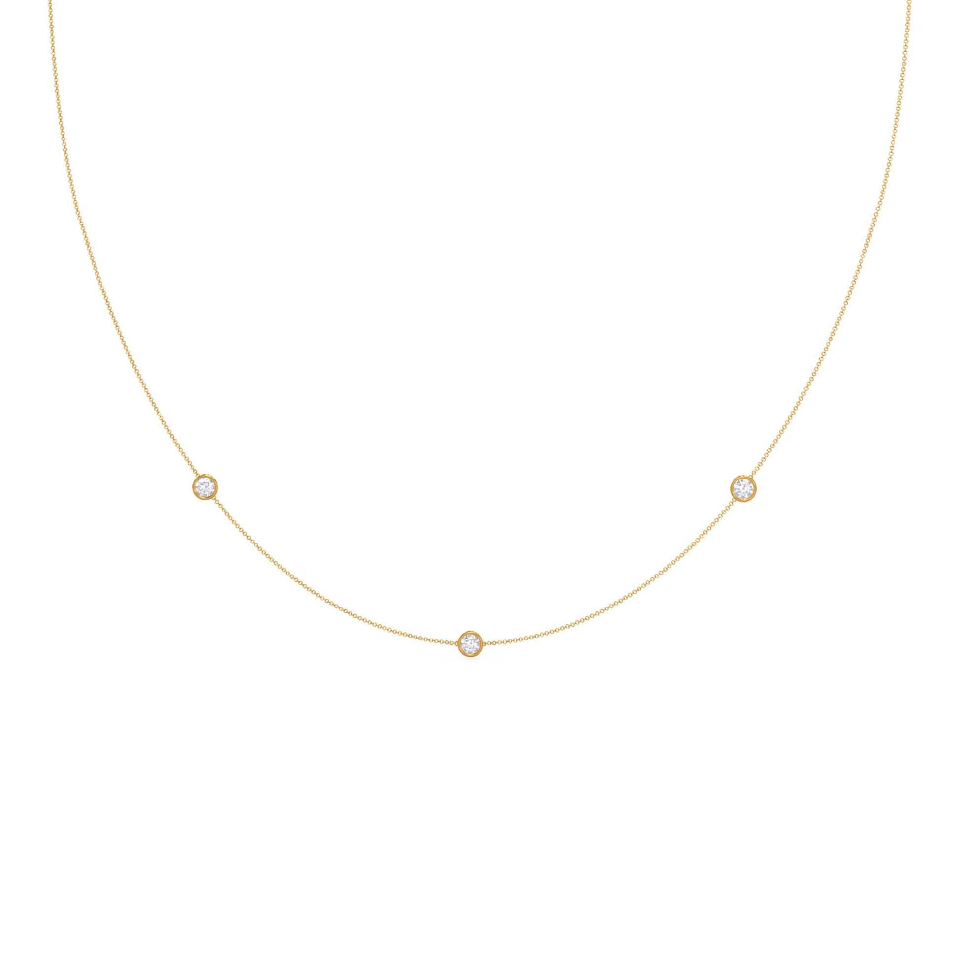 0.30 TCW Round Moissanite Diamond Floating Diamond Bezel Necklace in Solid Gold 4