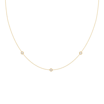 0.30 TCW Round Moissanite Diamond Floating Diamond Bezel Necklace in Solid Gold 4