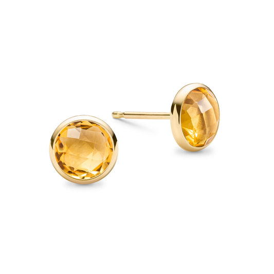 0.90 CT Round Citrine Lab Made Diamond-November Birthstone Earrings 1