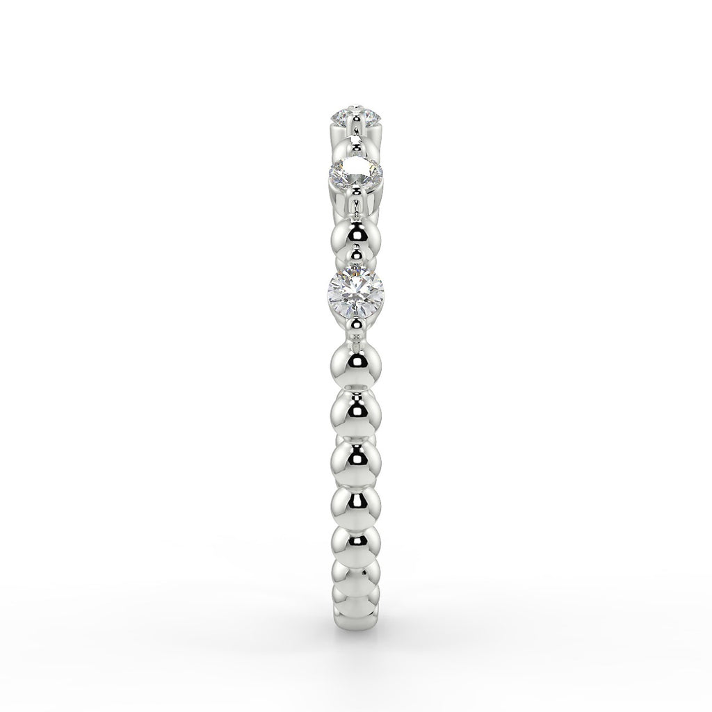 Stunning 0.15 TCW Round Moissanite Stones Beaded Wedding Bands 7