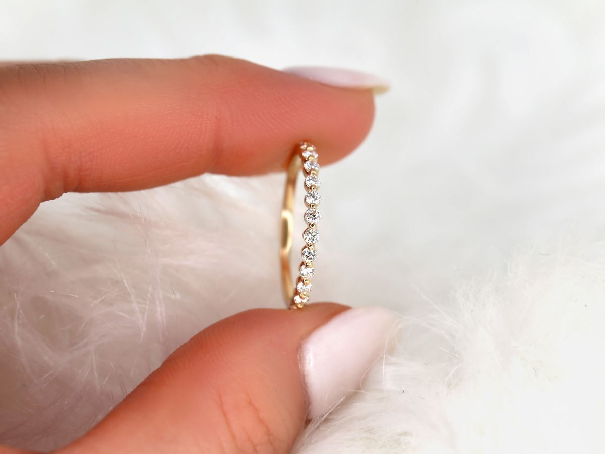 Stunning 0.35 TCW Round Moissanite Stones Half Eternity Wedding Bands 10