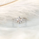 Stunning 2.20 CT Asscher Moissanite Engagement Ring with Three Stone Design 1