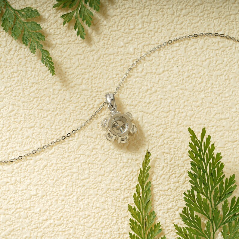 2.0 CT Round Moissanite Diamond Floral Halo  Pendant Necklace in Solid Gold 8