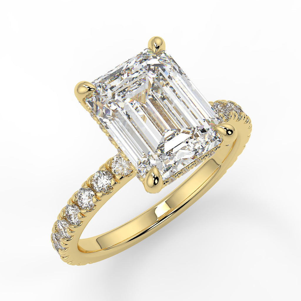 Stunning 2.53 CT Emerald Moissanite Engagement Ring with Hidden Halo & Pave Design 1