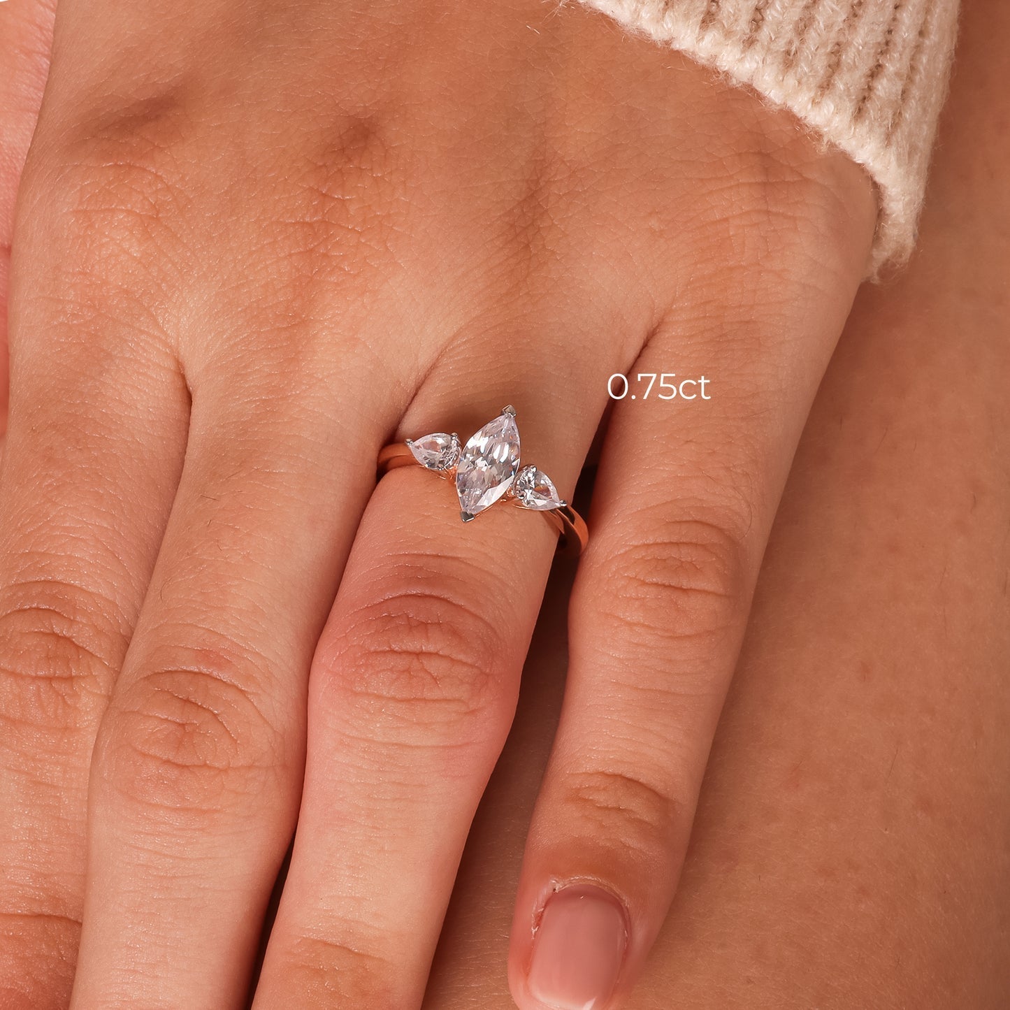 Stunning 2.0 CT Marquise Moissanite Engagement Ring with Three Stone Design 3