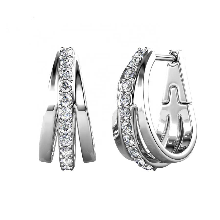Round Cut Cubic Zirconia in 925 Sterling Silver Earrings 7
