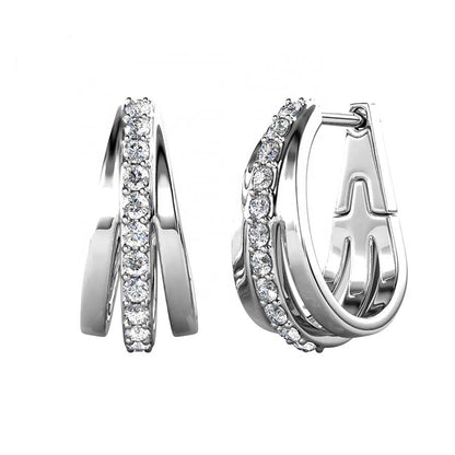 Round Cut Cubic Zirconia in 925 Sterling Silver Earrings 7