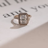 Stunning 1.0 - 2.0 CT Radiant Moissanite Engagement Ring with Pave & Halo Design 1