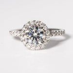 Stunning 1.0 CT Round Shape Moissanite Engagement Ring with Halo & Pave Design 1