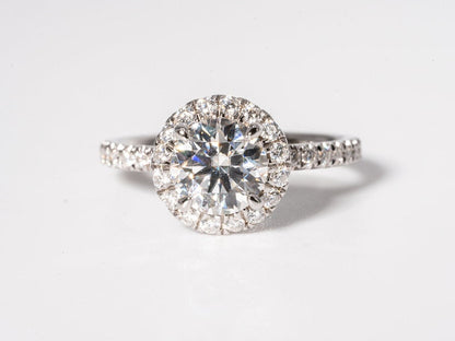 Stunning 1.0 CT Round Shape Moissanite Engagement Ring with Halo & Pave Design 1