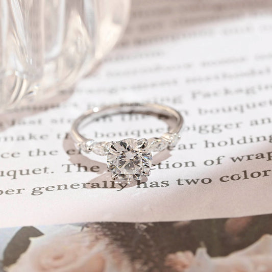 Stunning 2.0 CT Round Moissanite Engagement Ring with Multiple Stones Design 1