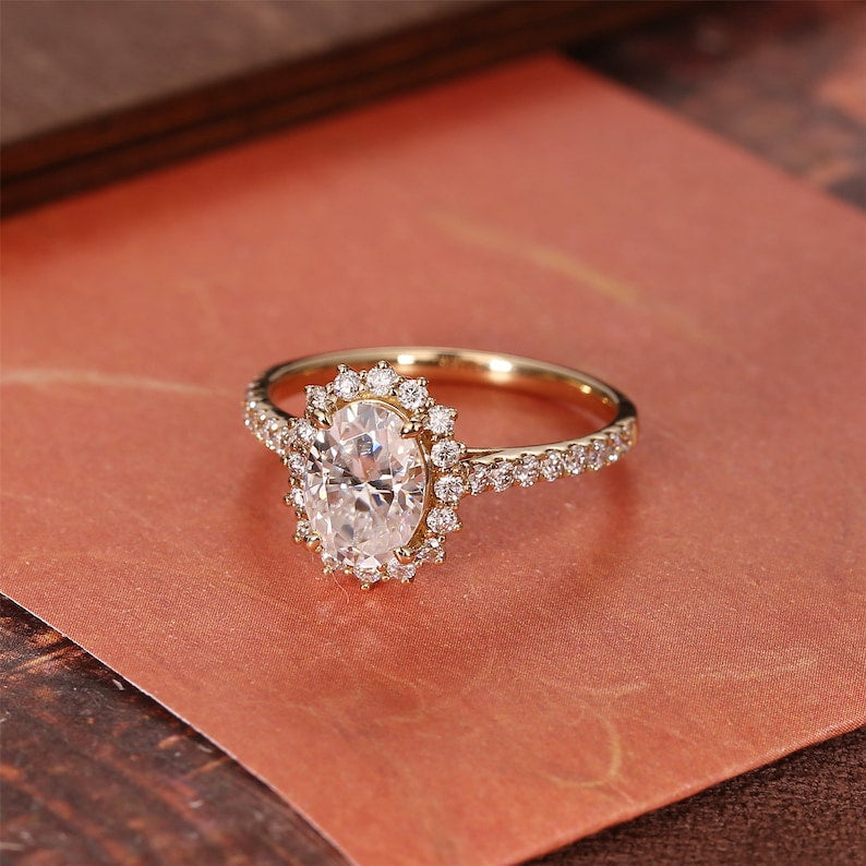 Stunning 4.5 CT Oval Moissanite Engagement Ring with Halo & Pave Design 3