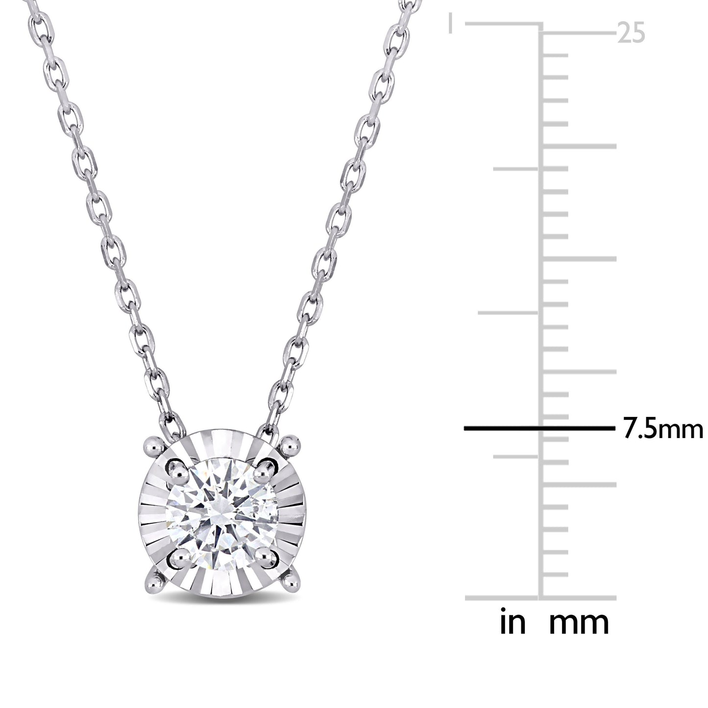 Round Cut Cubic Zirconia in 925 Sterling Silver Necklace 6