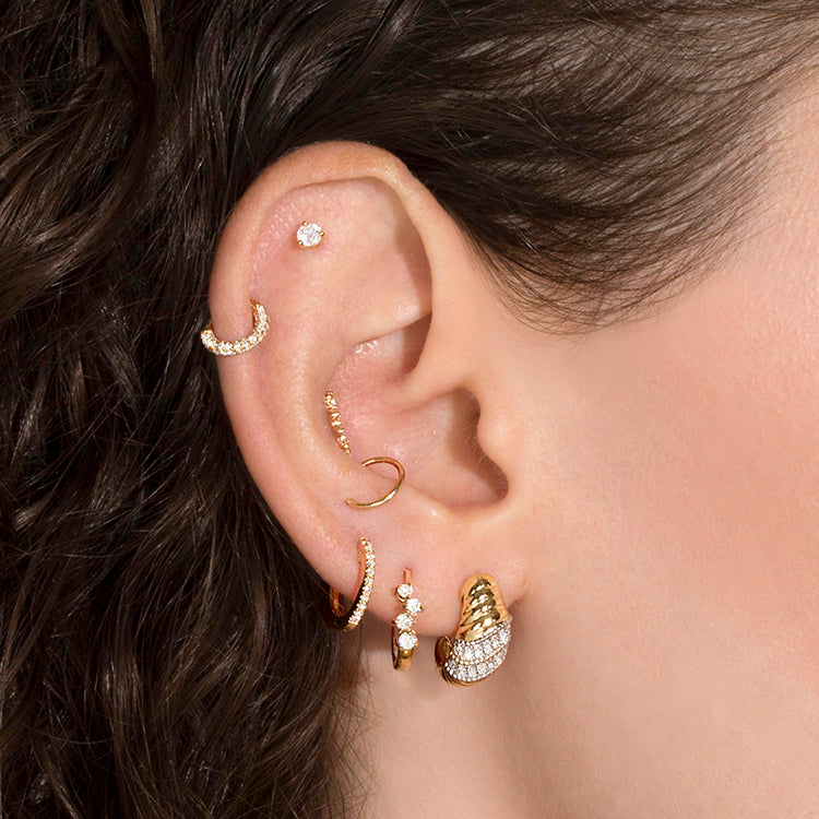 1.0 TCW Round Cut Moissanite Le Grande Cupola Huggies Earrings in Gold 7