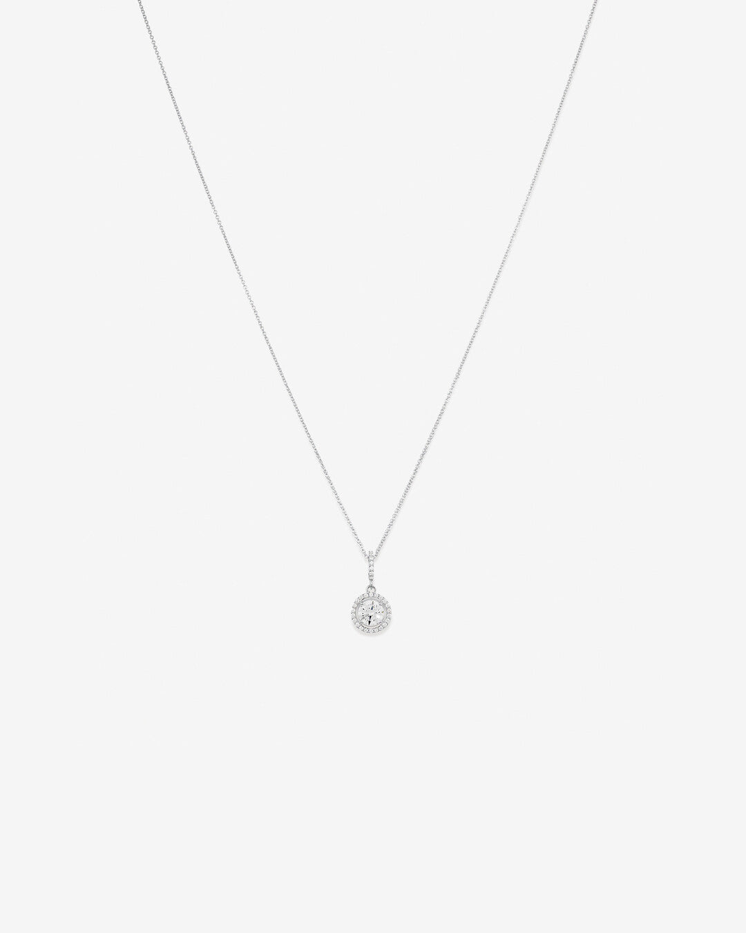 Round Cut Cubic Zirconia in 925 Sterling Silver Necklace 1