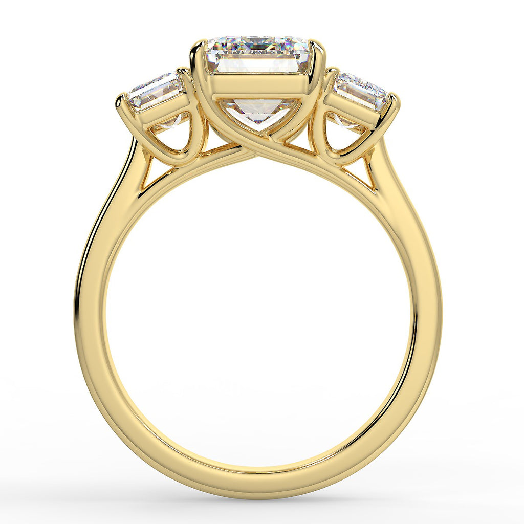 Stunning 2.53 CT Emerald Moissanite Engagement Ring with Three Stone Design 3