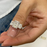 Stunning 3.0 CT Emerald Moissanite Engagement Ring with Three Stone Design 5