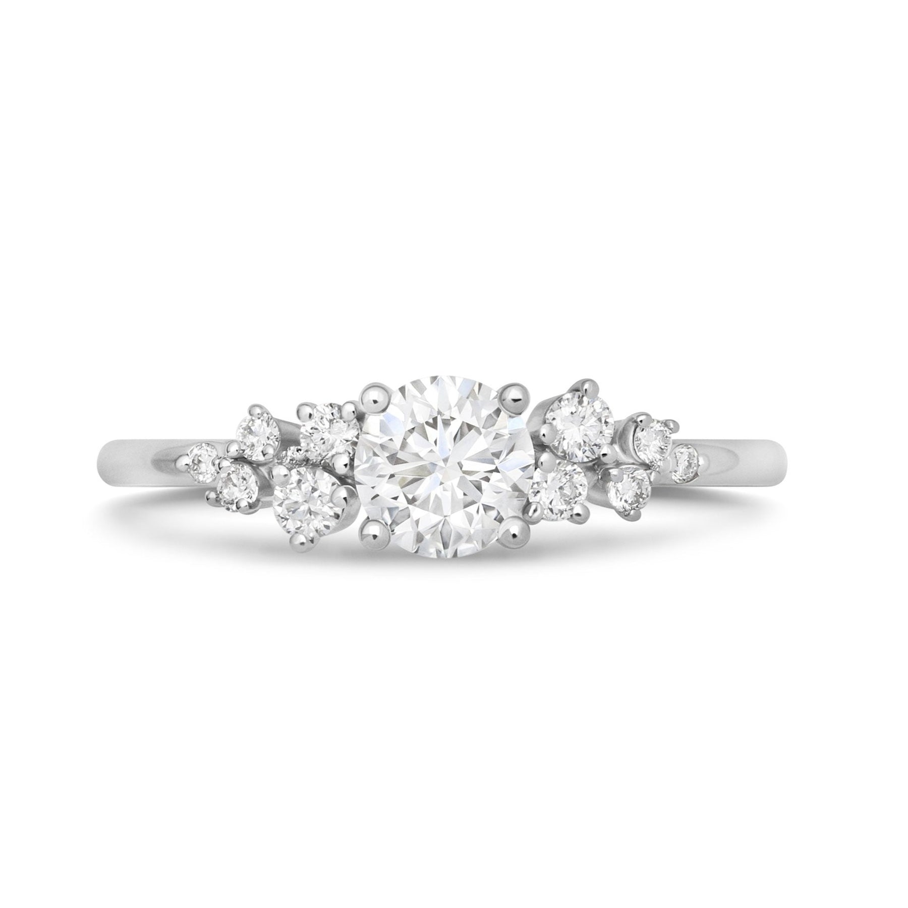 Stunning 0.3 CT Round Moissanite Stones Cluster Wedding Band 1