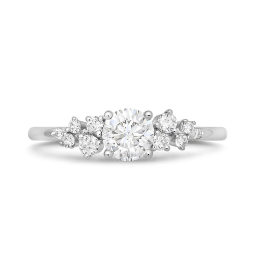 Stunning 0.3 CT Round Moissanite Stones Cluster Wedding Band 1