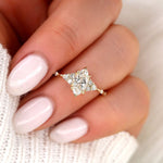 Stunning 1 CT Marquise Moissanite Engagement Ring With Cluster Design 5