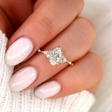 Stunning 1 CT Marquise Moissanite Engagement Ring With Cluster Design 5