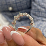 Stunning 1.23 CT Round & Marquise Moissanite Stones Half Eternity Wedding Bands 5