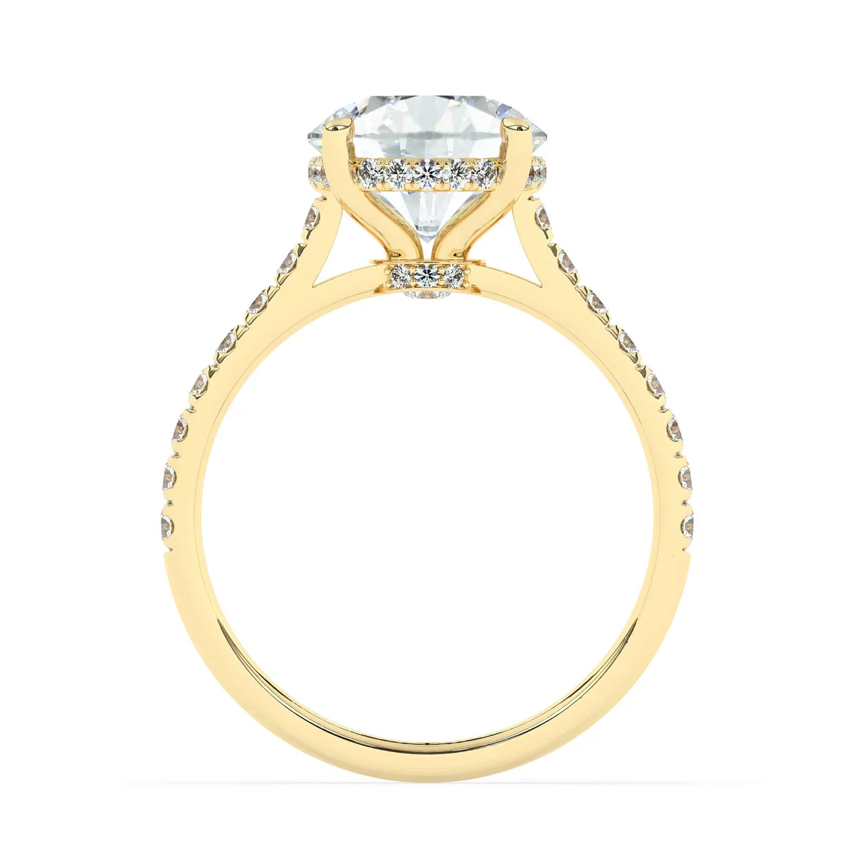 Stunning 3.0 CT Round Moissanite Engagement Ring with Double Hidden Halo & Pave Design 4