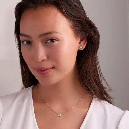 0.84 TCW Round Aquamarine Lab Made Diamond-March Birthstone Necklace 2