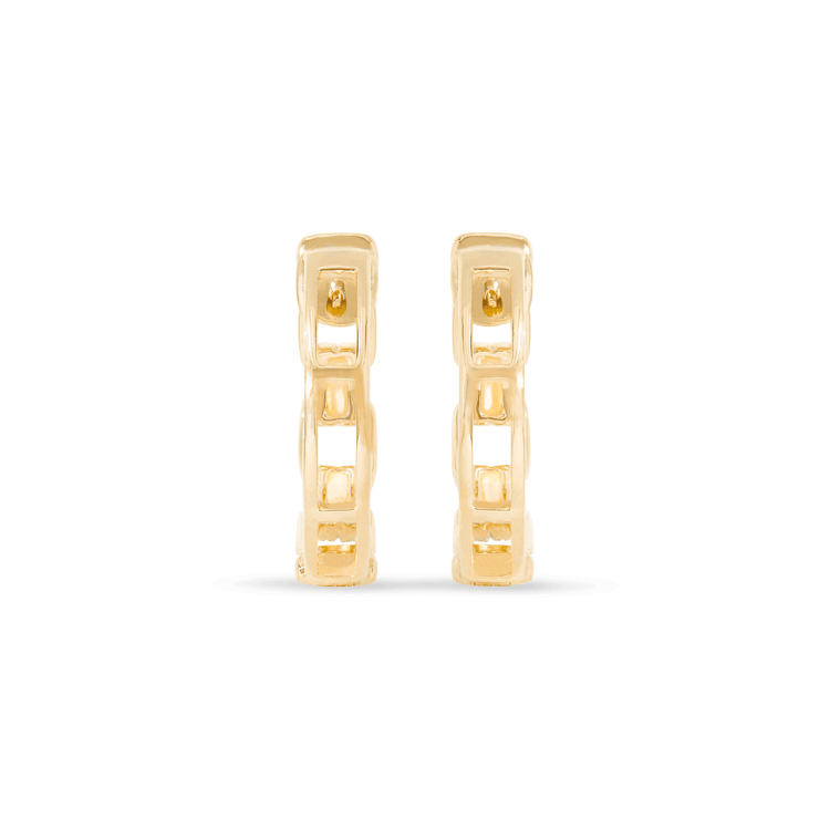 1.0 TCW Round Cut Moissanite Linked Chain Hoops Earrings in Gold 2