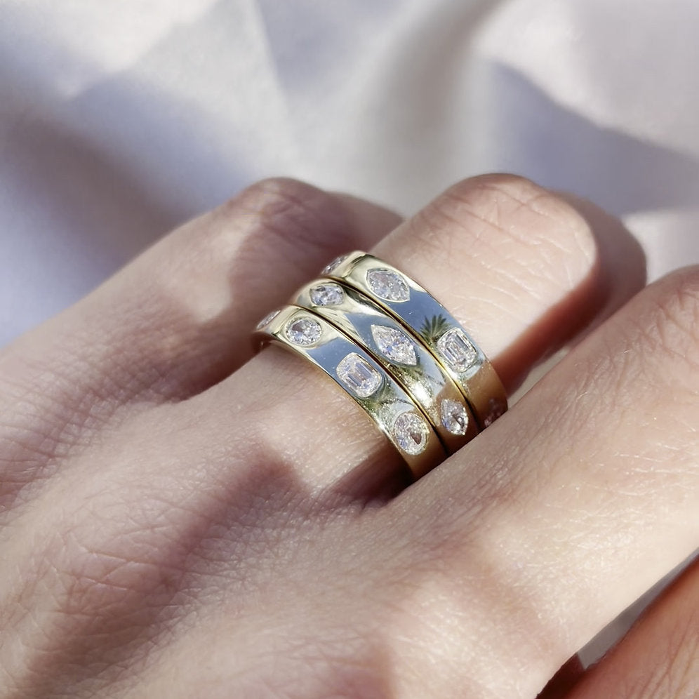 Stunning 0.2 TCW Marquise Moissanite Stones in Full Eternity Wedding Bands 4