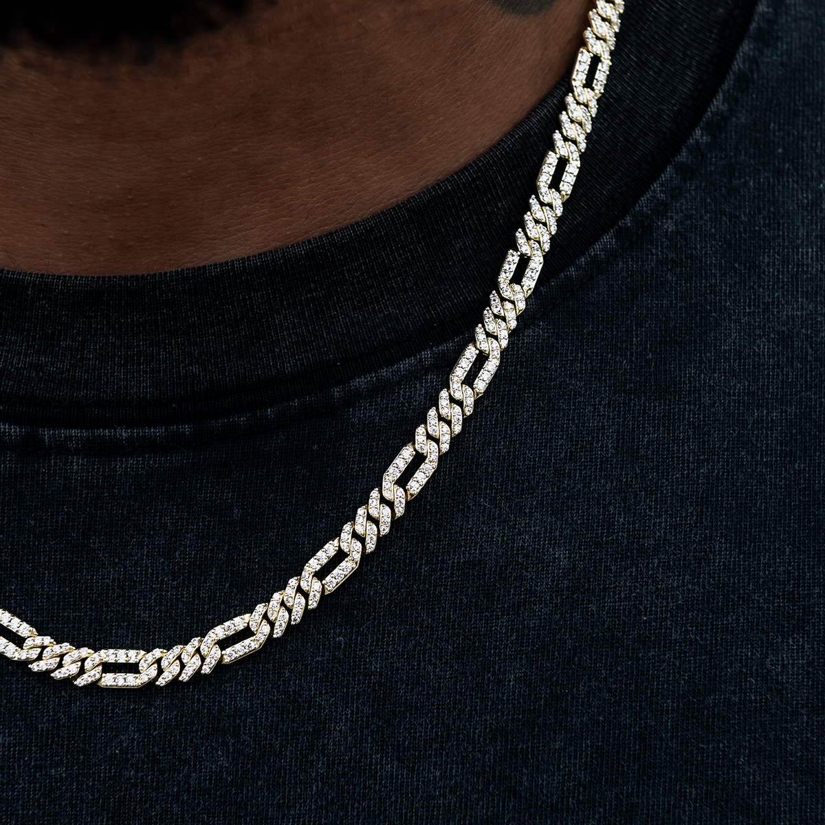 45 CT Round Moissanite Diamond Figaro Silver Necklace For Him 4