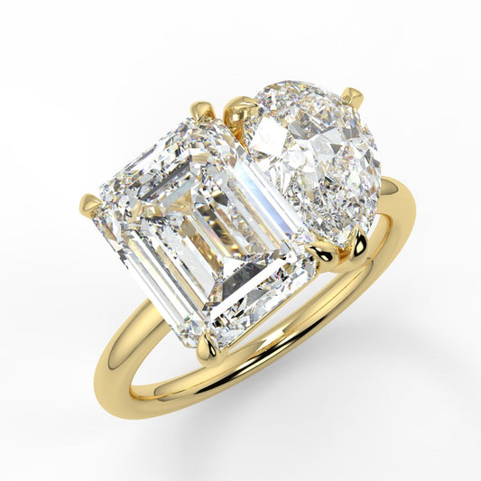 Stunning 3.88 TCW Emerald & Pear Moissanite Engagement Ring with Two Stone Design 2