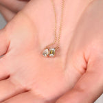 0.50 CT Emerald & Pear Moissanite Diamond Two Stone Pendant Necklace in Solid Gold 2