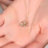 0.50 CT Emerald & Pear Moissanite Diamond Two Stone Pendant Necklace in Solid Gold 2